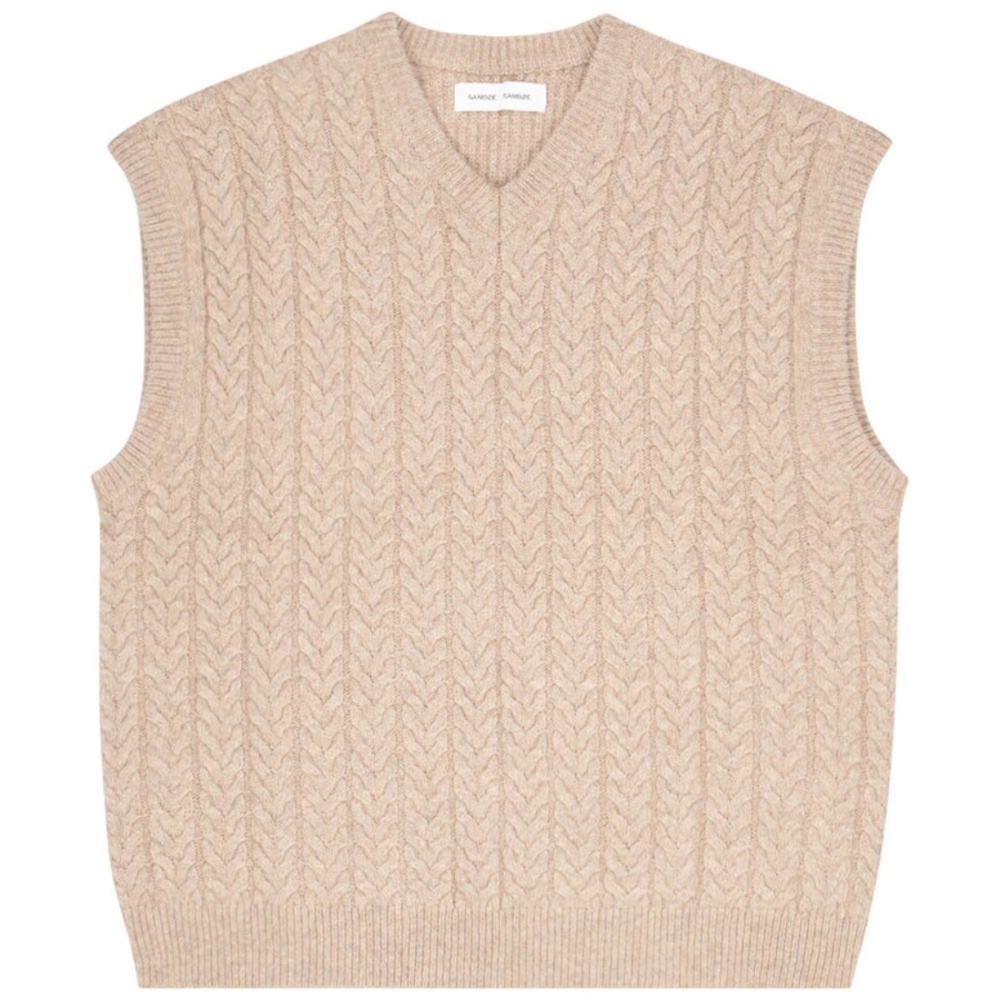Samsoe beige wool cable knit sweater vest XL